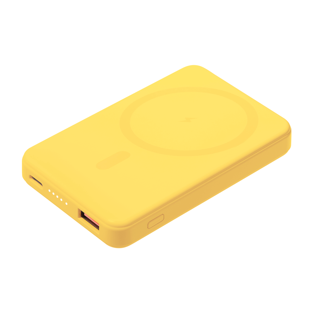 Внешний аккумулятор Ларго PD (Largo PD) 5000mAh с функцией беспроводной зарядки 15W, желтый
