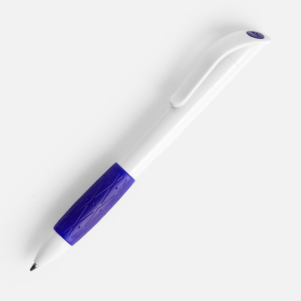Ручка шариковая Grip, белая (молочная) с синим