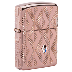 Зажигалка Zippo Armor Geometric Diamond Pattern Design, латунь/стальрозовое золото,38x13x57мм